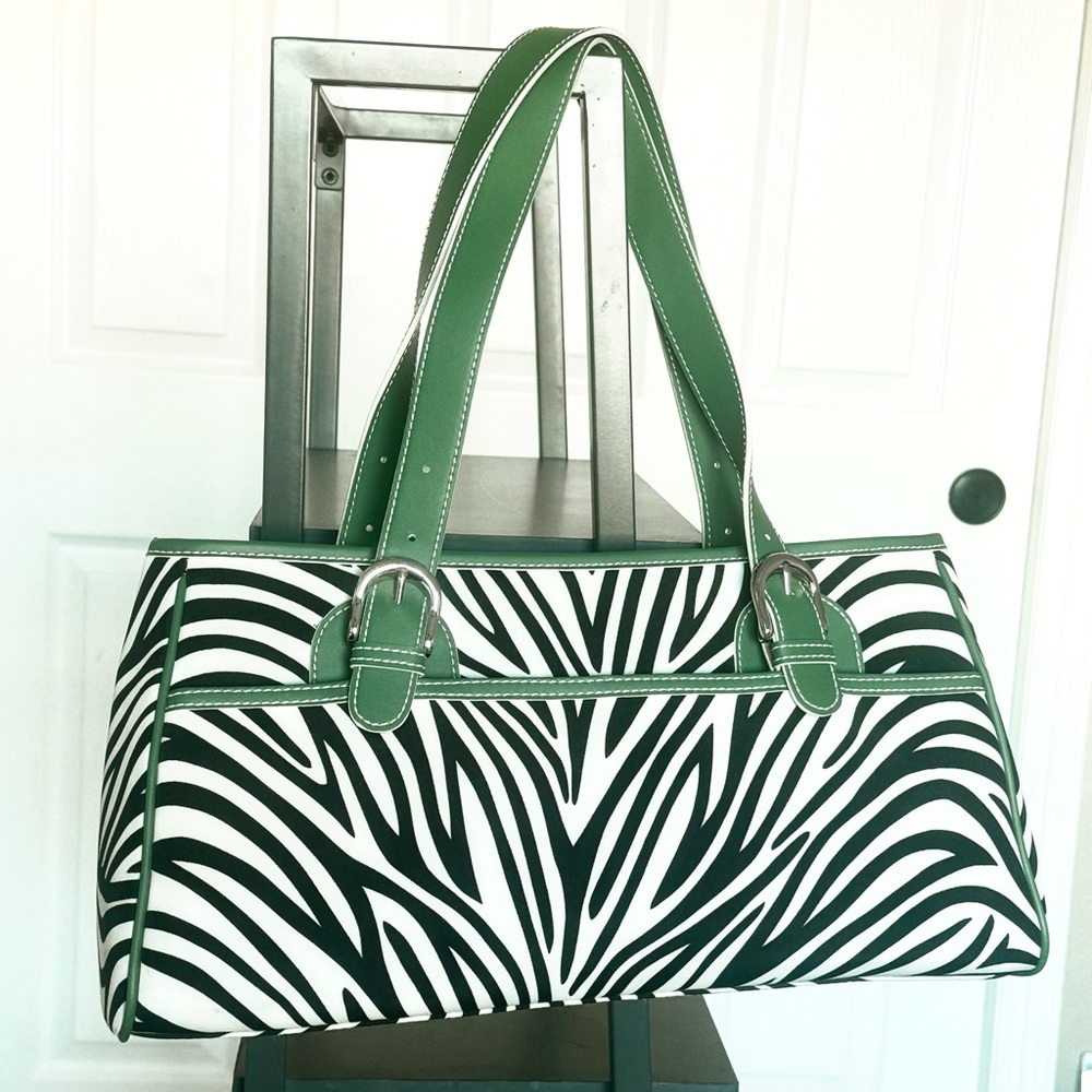 Maxx New York Green/Blk/Wht Zebra Print Women's Bag